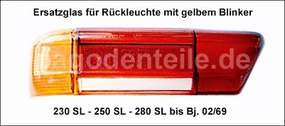 R�cklichtglas rot gelb Mercedes SL Pagode